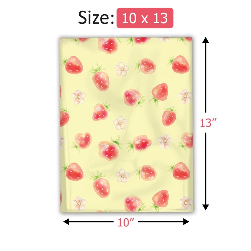 NEW!🍓20 Watercolor Yellow Strawberry Poly Mailers 10 x 13 inch - Picture 3 of 5